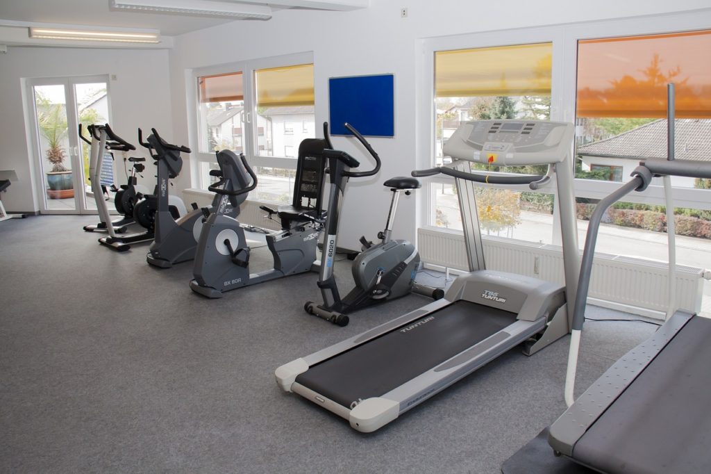 fitness studio, ergo trainer, treadmill
